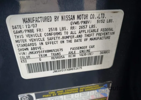 2008 Infiniti M35X из США, поврежденный, VIN JNKAY01FX8M652675